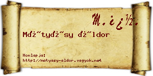Mátyásy Áldor névjegykártya